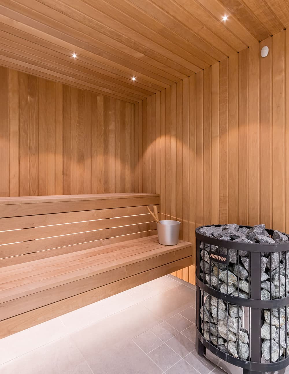 Bastu med spotlights i tak