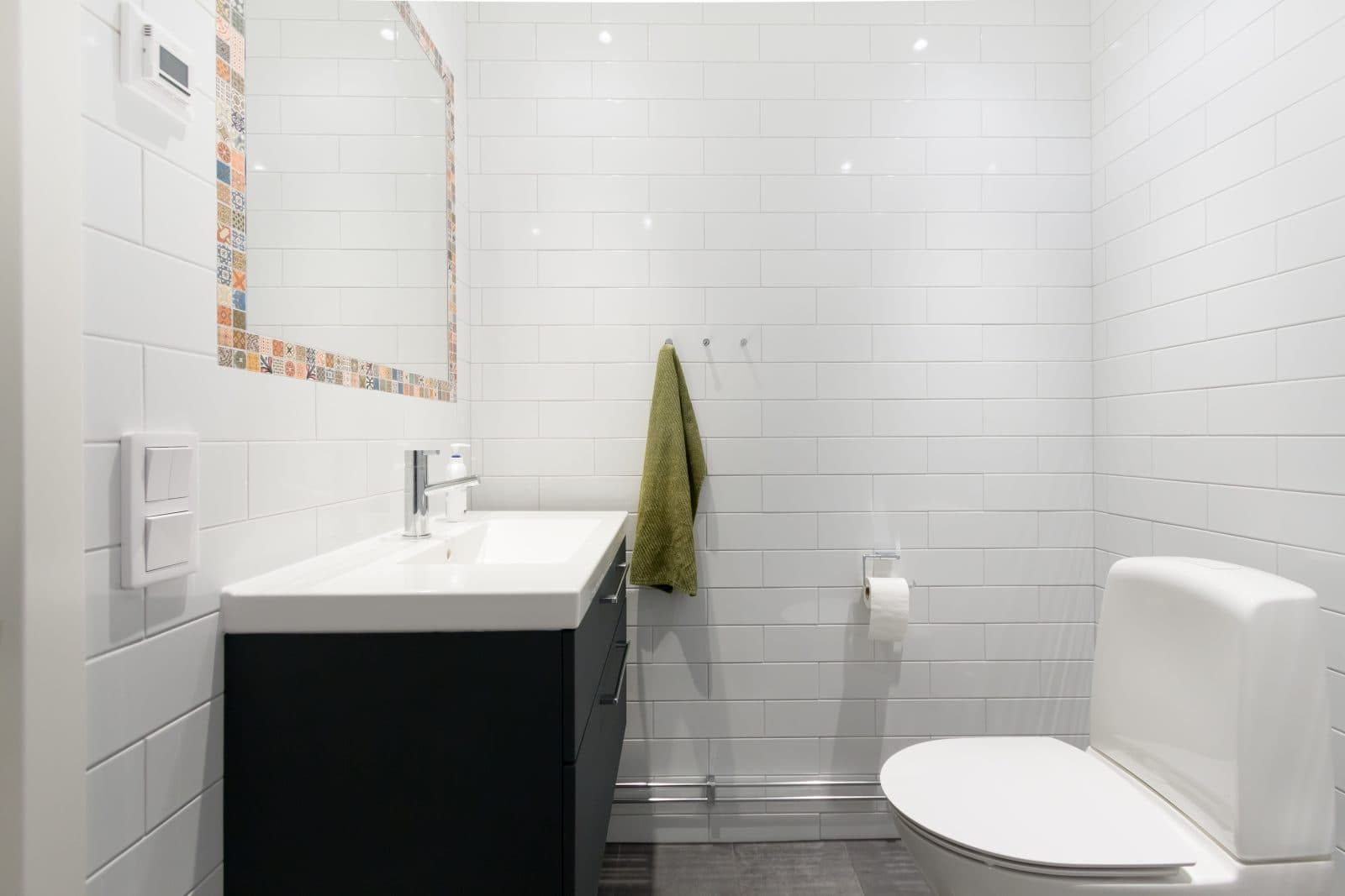 Badrum med mosaik detaljer