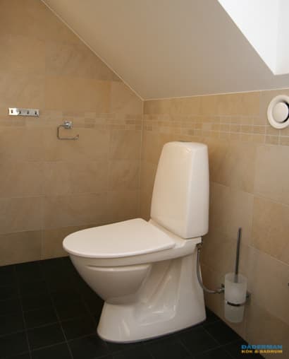 Badrum med snedtak och bastu