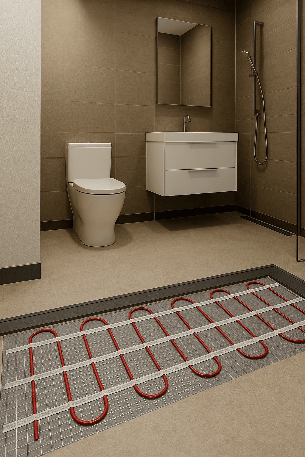 Golvvärme tillsammans med våtrummsmatta