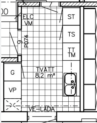 En planlösning för en tvättstuga