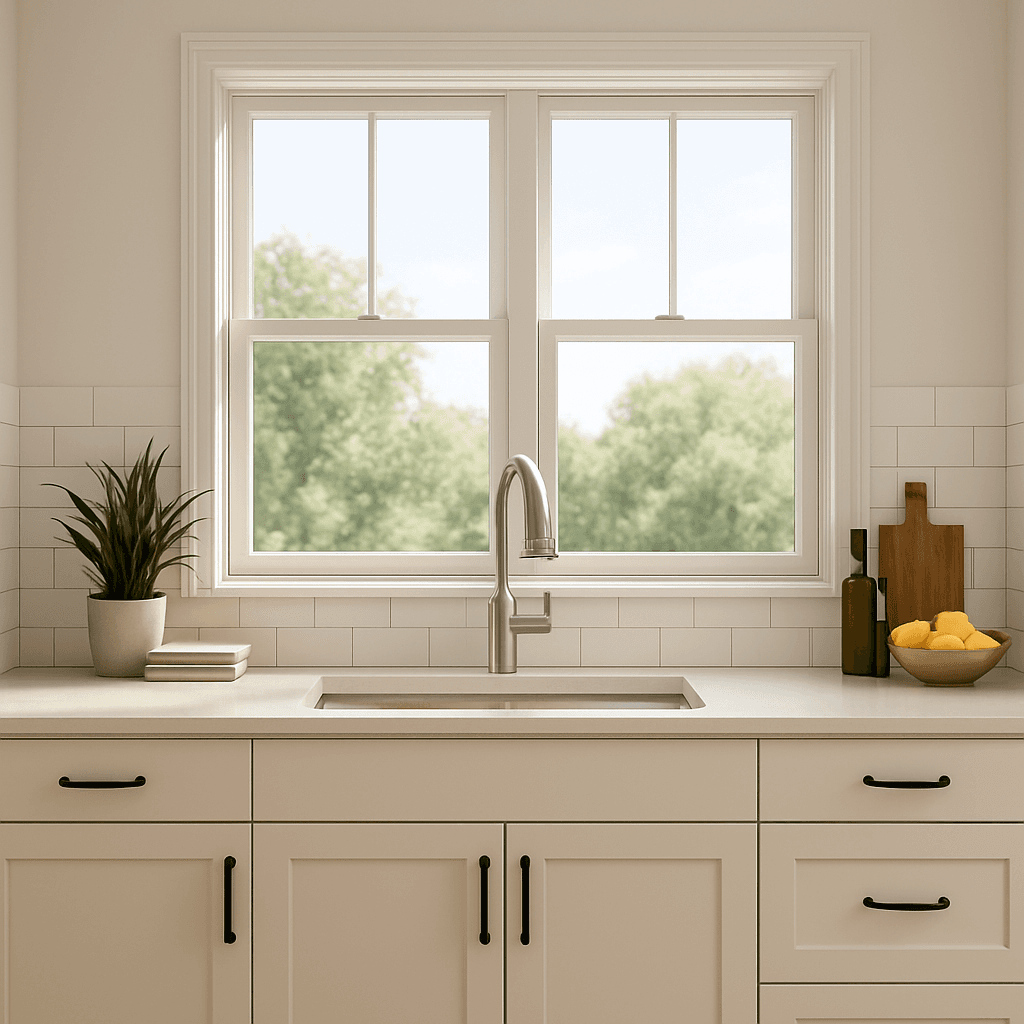 Fönster över diskbänk